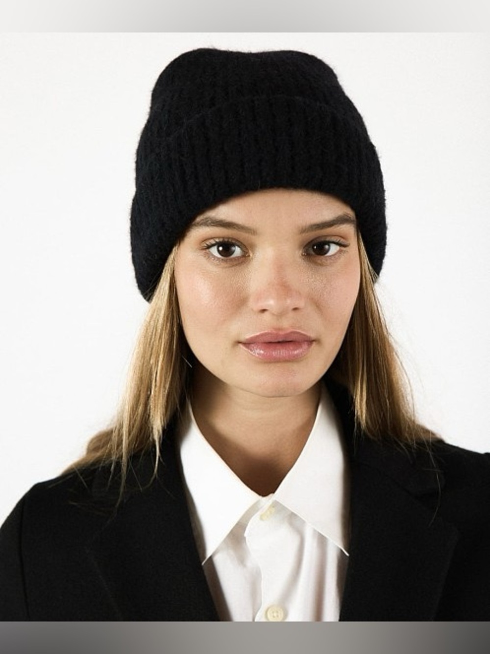 NWT Janessa Leone Piper Beanie Wool/Alpaca Blend Hat Black One Size